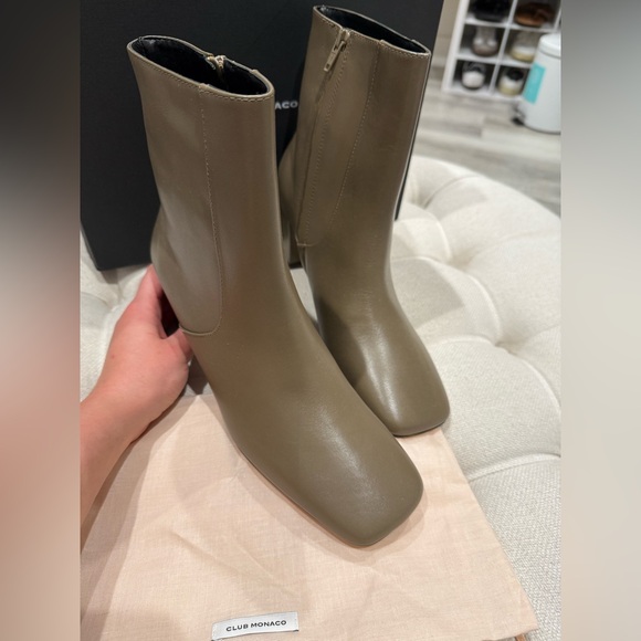 NWT Club Monaco Taupe Leather Jorga Ankle Boots - Picture 6 of 8